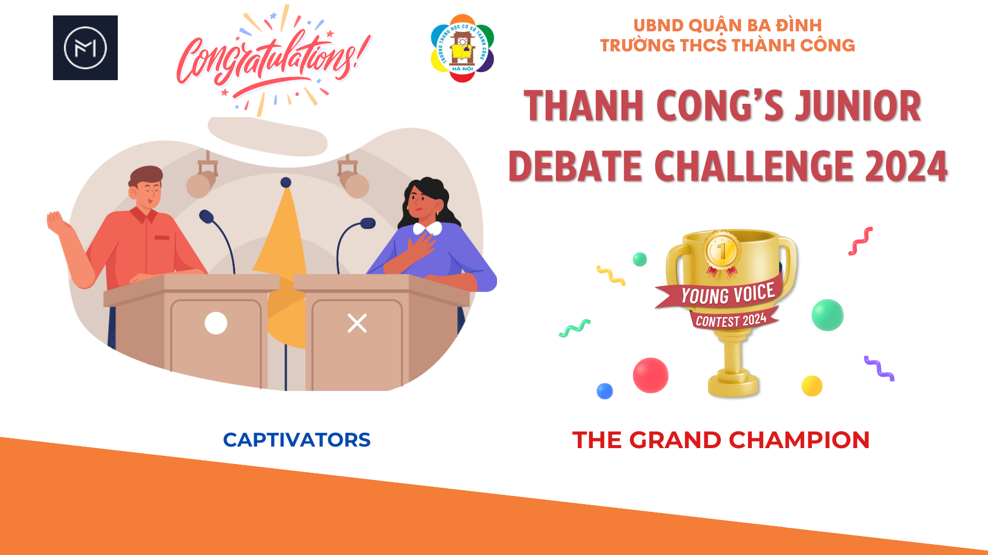 Nhà vô địch Thanh Cong’s Junior Debate Challenge 2024 - Young Voice contest gọi tên Captivators